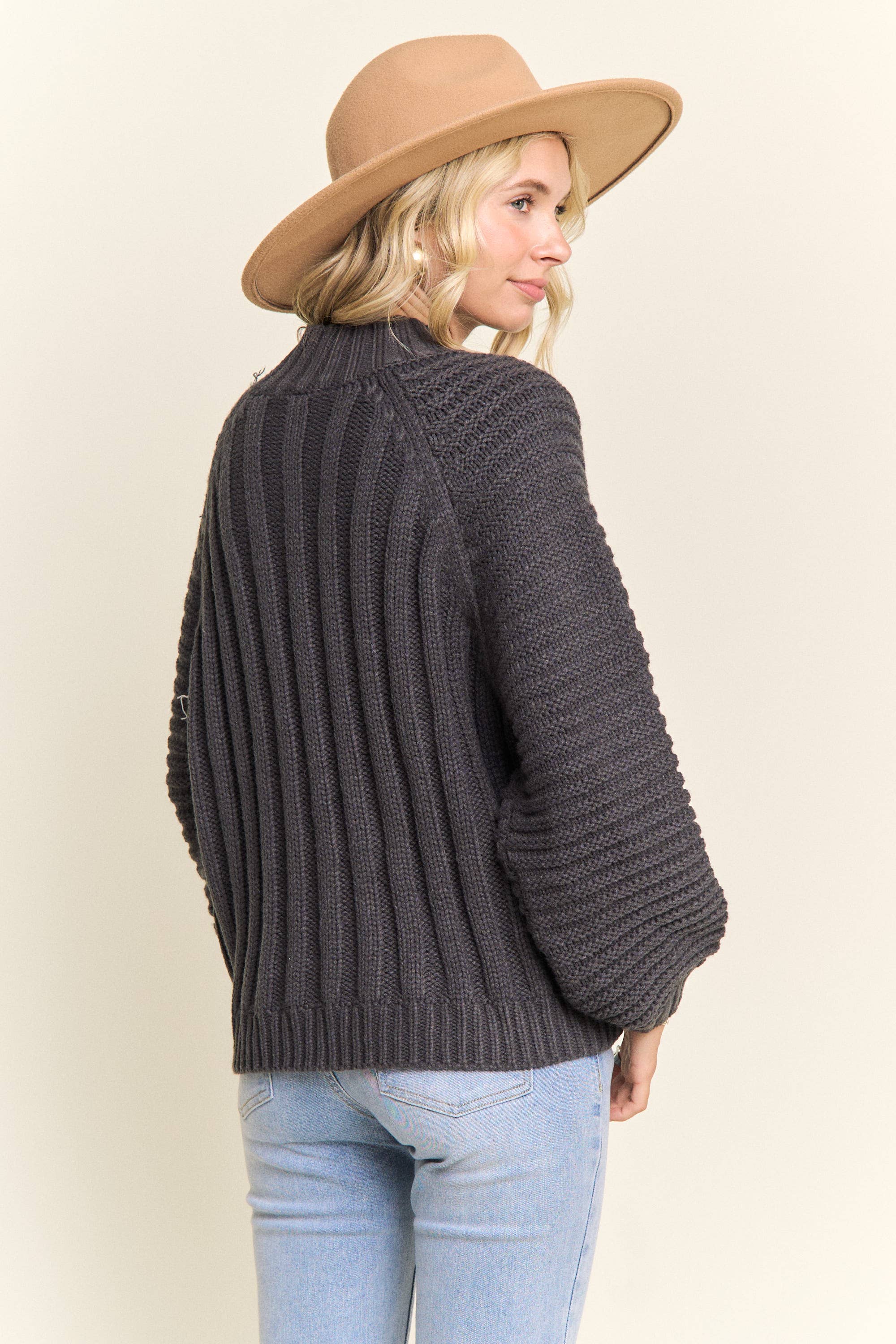 Madelyn - Vente Pull en maille – femme - LESW4173-PULL À COL MONTANT EN MAILLE CÂBLÉE13