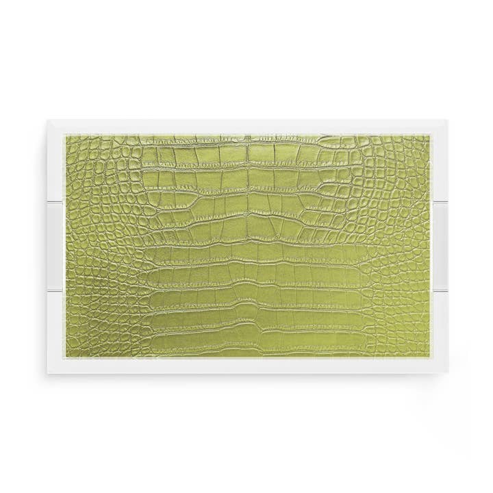 Crocodile Key Lime Acrylic Rectangle Decorative Tray for wholesale by Nicolette Mayer Collection
