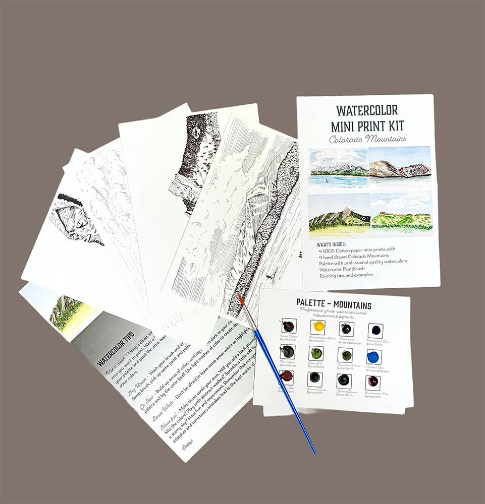 Madrona Press - Wholesale DIY Craft Kit - Watercolor Mini Print Kit - Colorado Mountains1