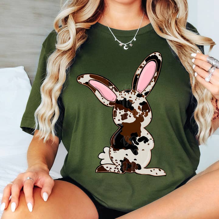 Transfert de chaleur DTF Cowhide Bunny pour la vente par Trendy Transfers