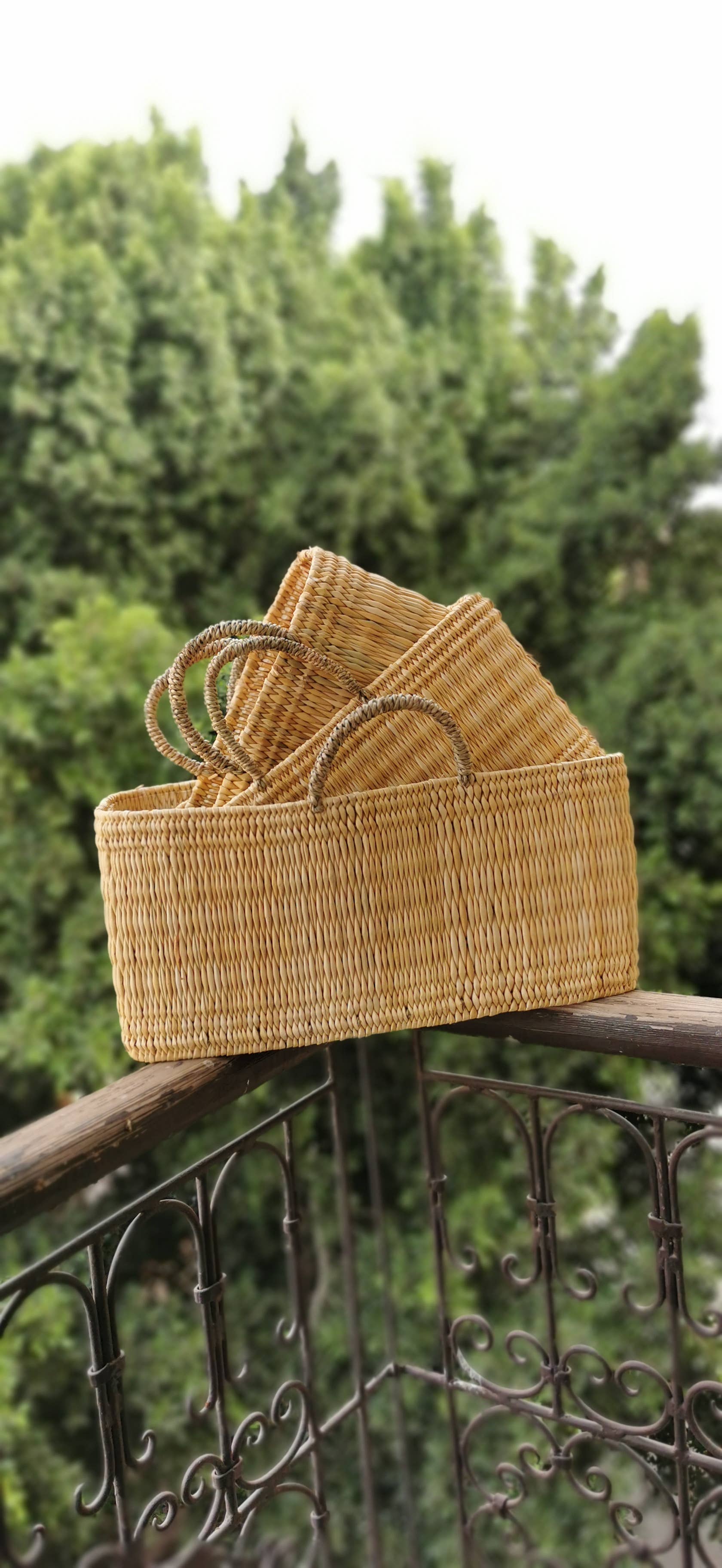craftberber - Wholesale Basket - Handcrafted Reed Baskets with Sturdy Handles, Reed Baskets