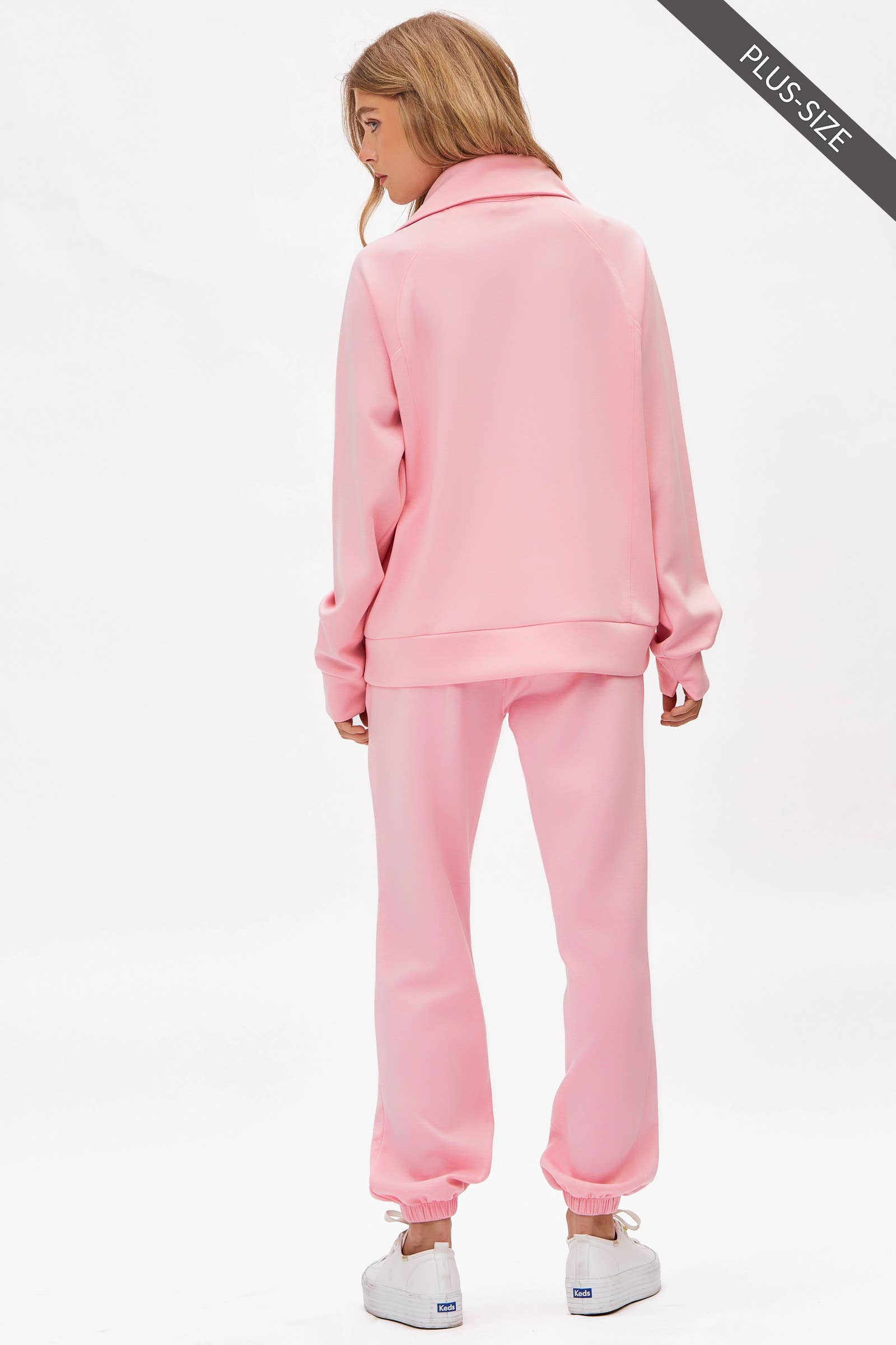 Dear Scarlett - Wholesale Lounge Set - Women's - PLUS SIZE Quarter Zip Pullover + Jogger Modal Travel Set11