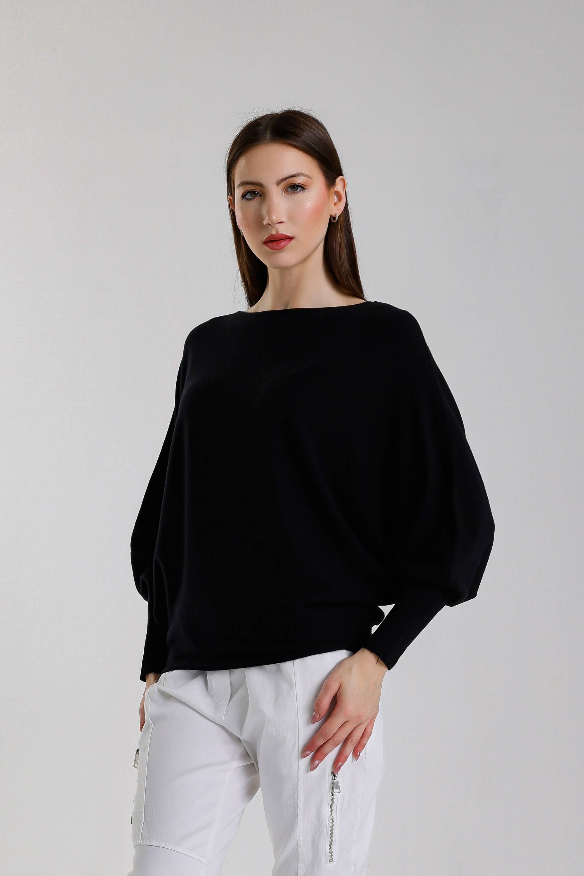 TINA Stephens Italy/Tees By Tina – Engroshandel Pullover - Dame – Mylah seriøst blød batwing sweater (BLS413)2