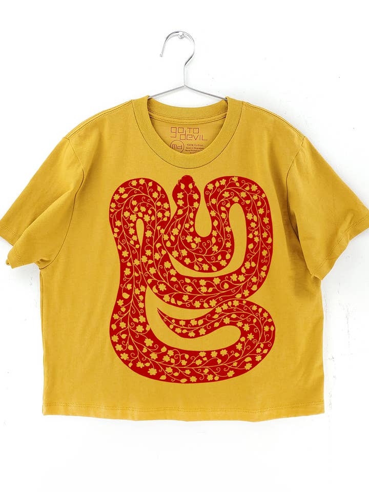 Maglietta Boxy a Vita Alta Pesante Snake Elaine per la vendita all'ingrosso da parte di Go To Devil