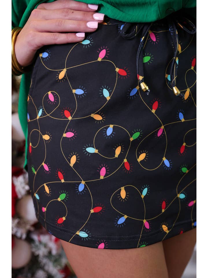 Black Christmas Lights Skort for wholesale on Faire4