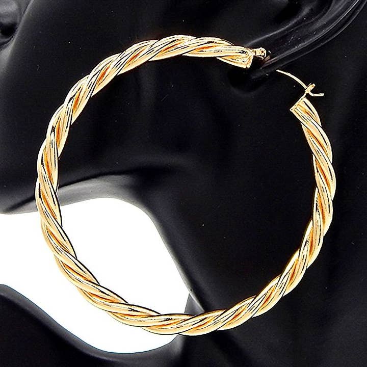 Swivel Cable Texture Hollow Hoop Earrings for wholesale by Diacly