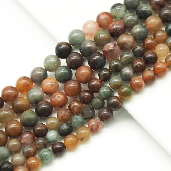 Mixed Rutilated Quartz Round Smooth Beads, Sku#U1318 for wholesale by BestBeads&Beyond