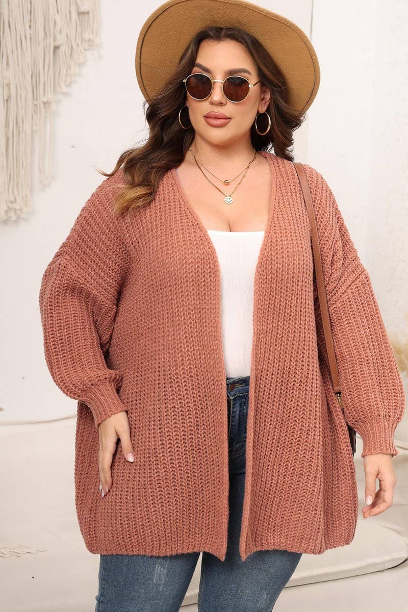 NINEXIS - Wholesale Knit Sweater - Women's - CWOSWL07412_PLUS SIZE WOMEN OVERSIZED CHUNKY KNIT CARDIGAN9