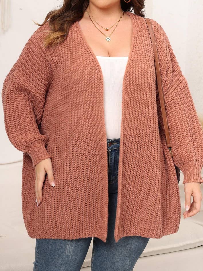 NINEXIS - Wholesale Knit Sweater - Women's - CWOSWL07412_PLUS SIZE WOMEN OVERSIZED CHUNKY KNIT CARDIGAN10