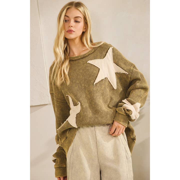 THE STARLIGHT WAFFLE KNIT PULLOVER (ST8125) for wholesale by Sage + Fig