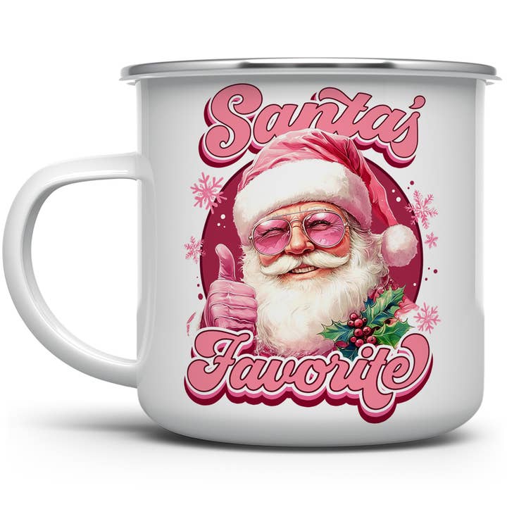 Santa's Favorite Retro Holiday Camp Mug, Fun Christmas Gifts for wholesale by Loftipop