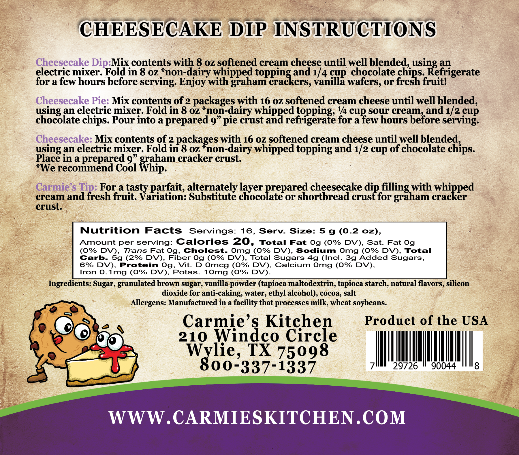 Carmie's Kitchen – Großhandel Dips – Schokoladen-Chip Cookiedough Cheesecake Dip1