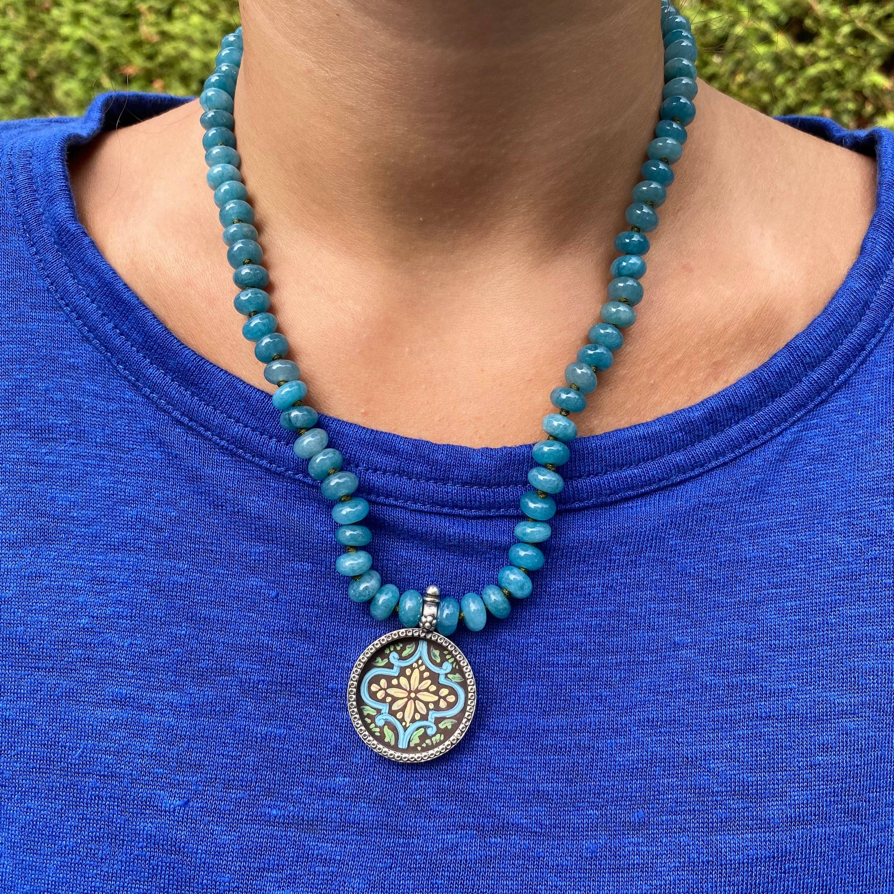 Jen Stock Mindful Designs - Wholesale Pendant/Charm Necklace - Block Print Beaded Necklaces21