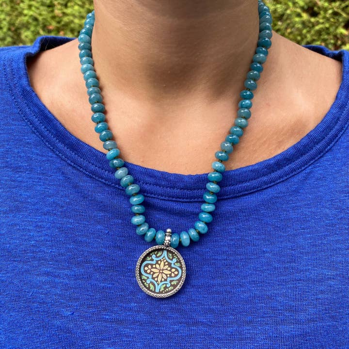Jen Stock Mindful Designs - Wholesale Pendant/Charm Necklace - Block Print Beaded Necklaces21