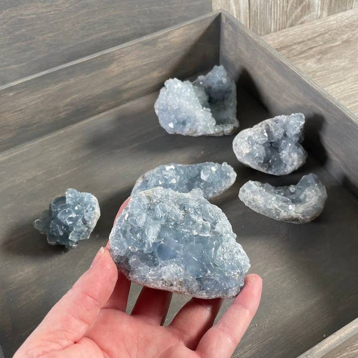Celestite Clusters - 3 Lb Bulk Lot of High-Quality Natural Crystal Specimens for wholesale by Keystone Crystals