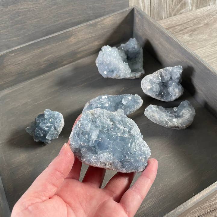 Celestite Clusters - 3 Lb Bulk Lot of High-Quality Natural Crystal Specimens for wholesale by Keystone Crystals