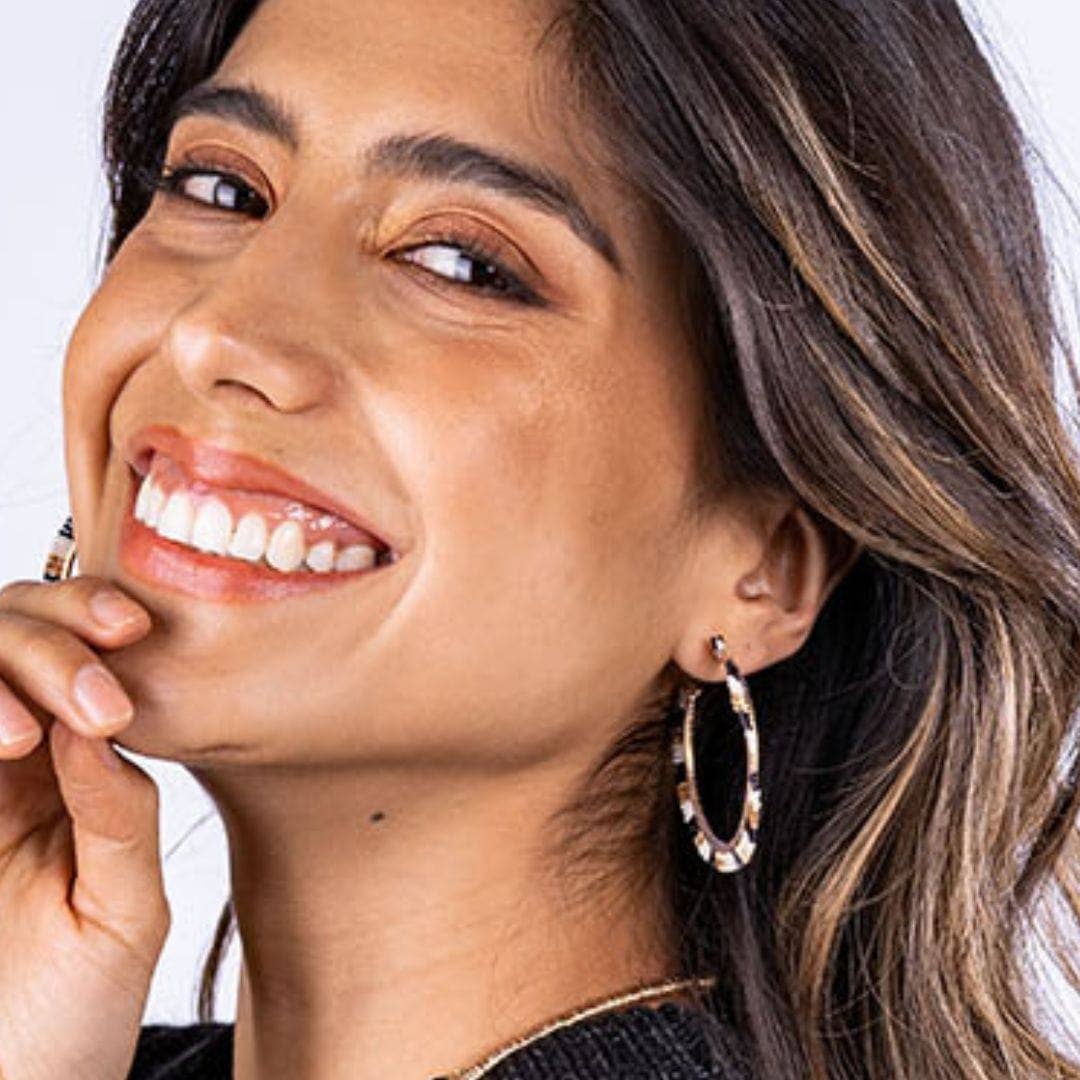 INK + ALLOY - Wholesale Hoop Earrings - Nora Striped Hoop Earrings Black and White Wholesale1