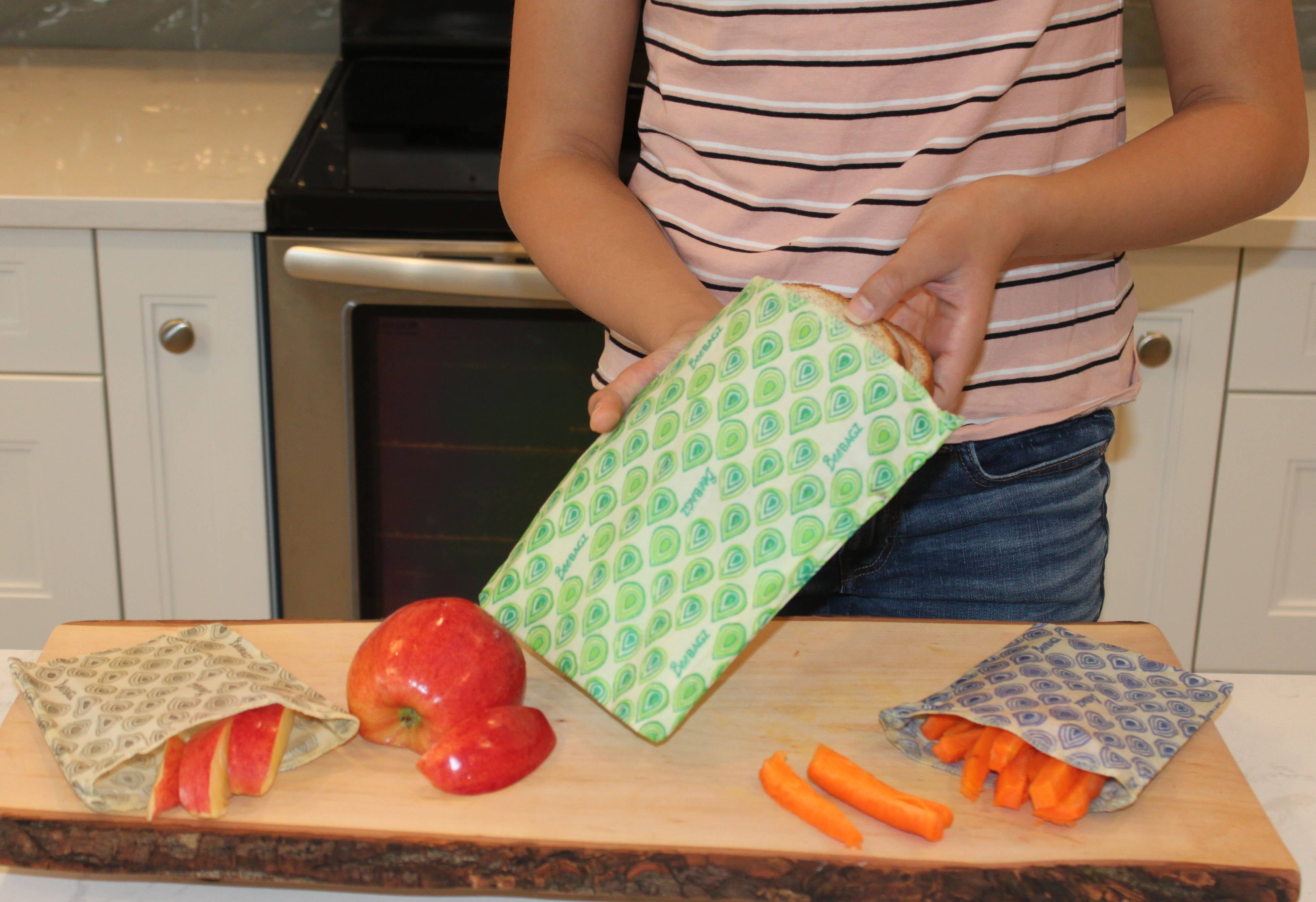 BeeBAGZ - Wholesale Food Storage Wrap/Bag - Snack Pack of 2 - Reusable Beeswax Wrap Food Storage Bags4