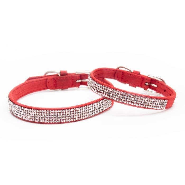 Ruby Red Ultrasuede Crystal Dog Collar for wholesale by PetLondon