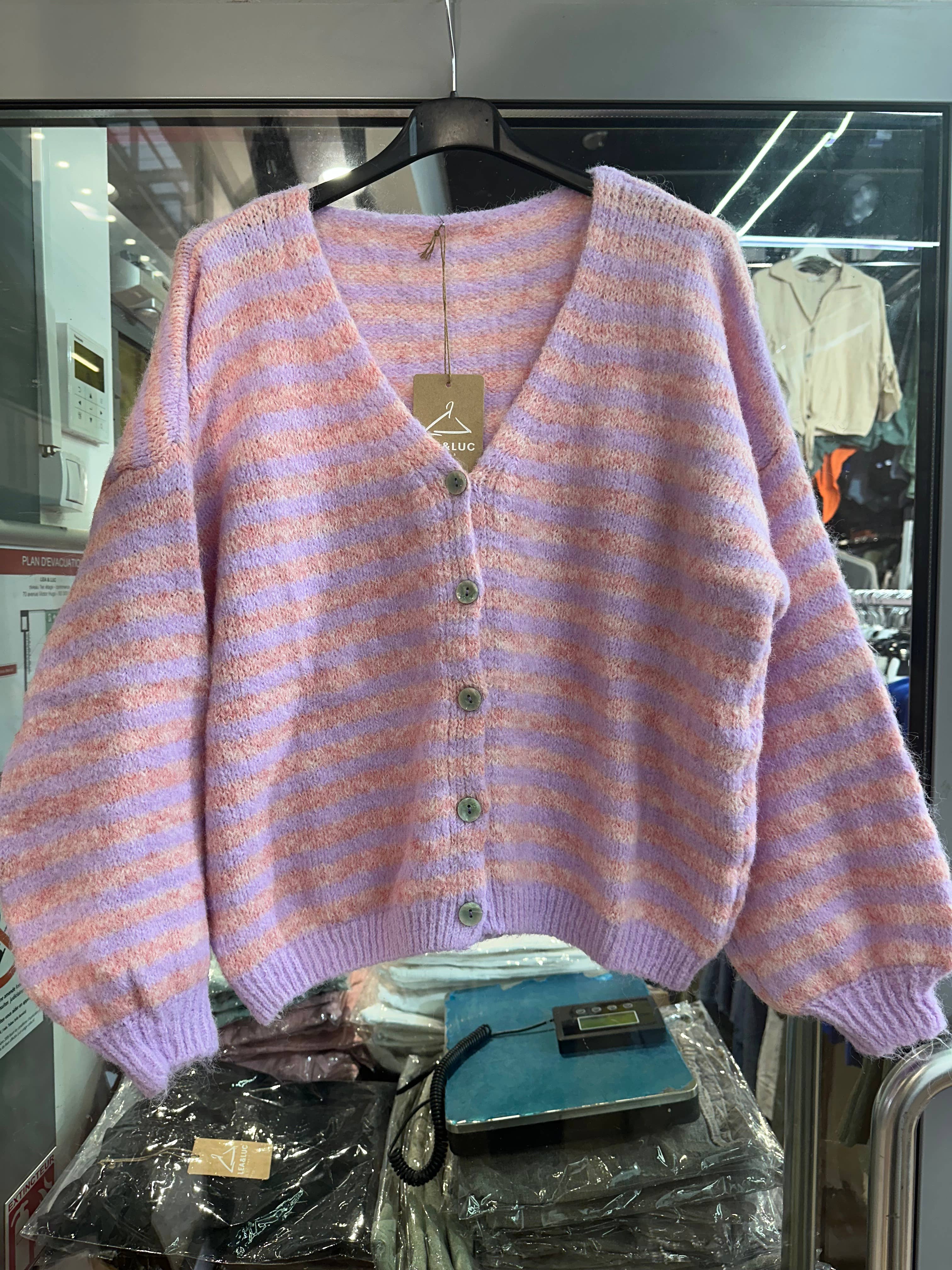 LÉA & LUC - Wholesale Cardigan - Women's - Striped cardigan REF. 5106229