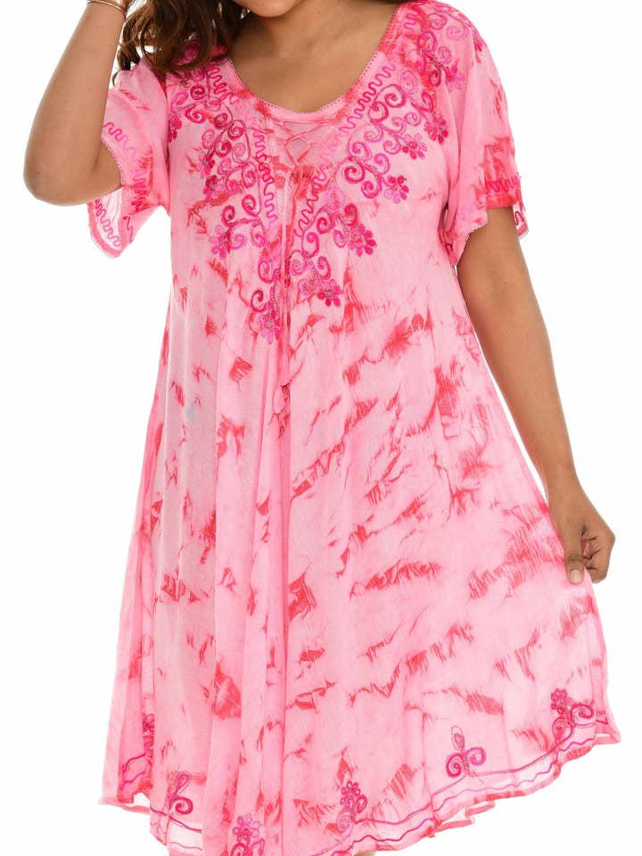 Turquoise V-Neck Shift Dress- One Size for wholesale by Shoreline Wear. INC