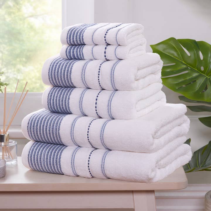 Dakota Stripe 6 Piece Cotton Towel Bale Set Soft Absorbent for wholesale by Rapport Home Furnishings Limited