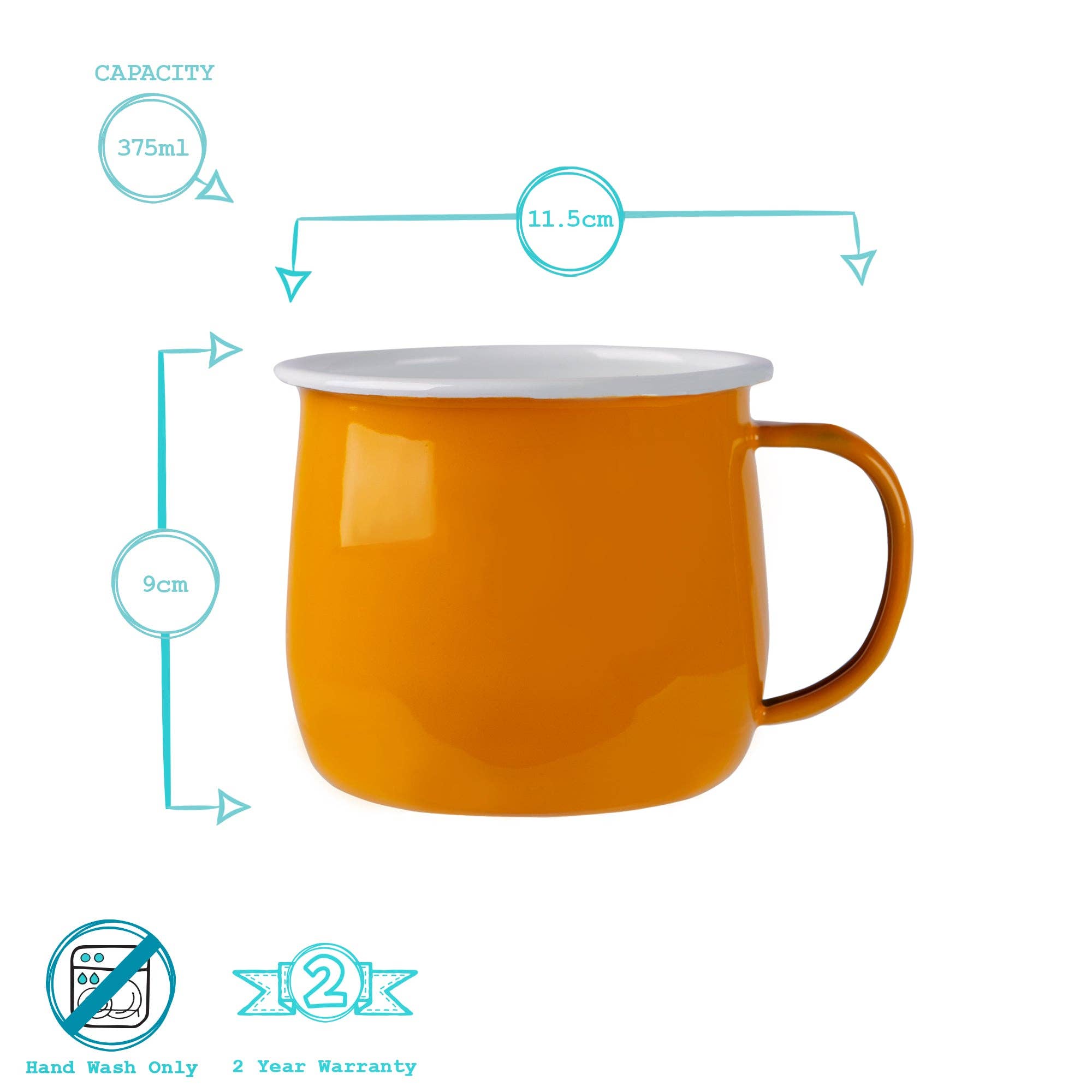 Rinkit Pty Ltd - Wholesale Coffee Mug - Argon Tableware Coloured Enamel Belly Mug - 375ml - Yellow2