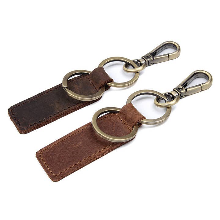 Rockcow Full Grain Leather Key Chain Personalized Key Ring Husband Gift Boyfriend Gift 8432 for wholesale by RockCow Leather Studio