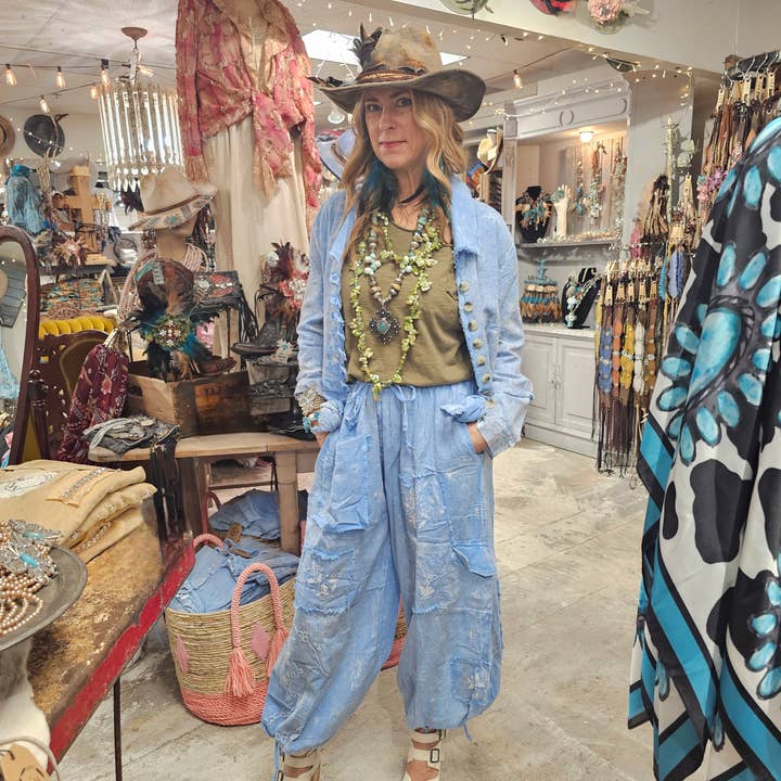 A Rare Bird Shop - Wholesale Pants - Women's - Blue Cross Sitch Genie Pant2