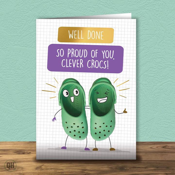 Well Done Clever Crocs! - Funny Congratulations Card for wholesale by Quitting Hollywood