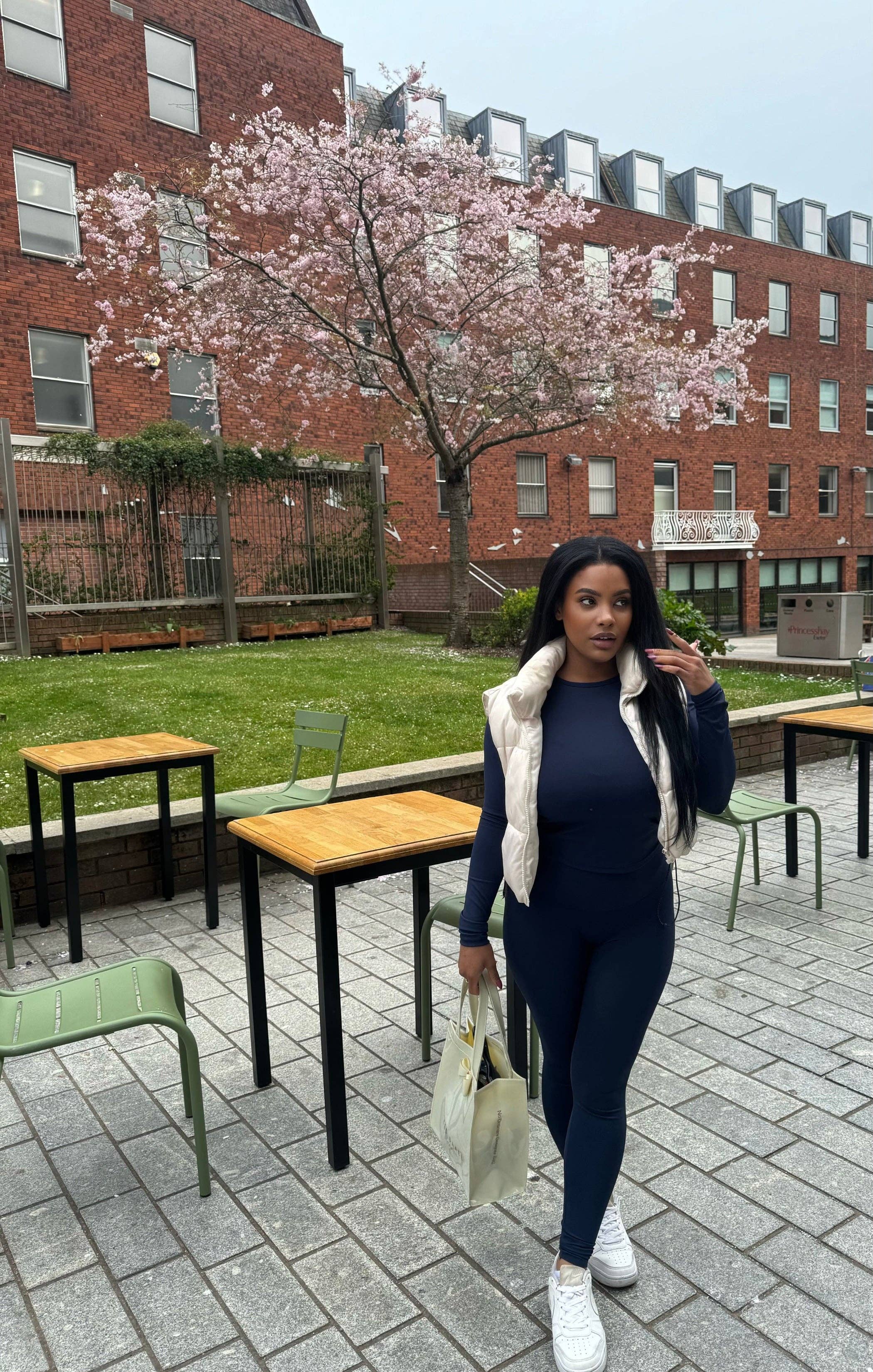 Navy Stretch Long Sleeve Top and Leggings Activewear Set - Elara for wholesale on Faire4