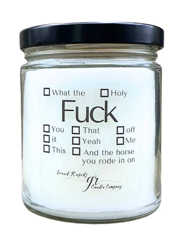 Select a fuck. 9oz Soy Blend Candle for wholesale by Grand Rapids Candle Company