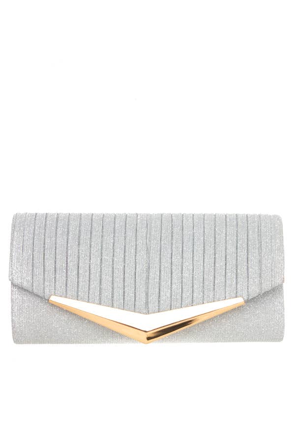 anbfashion – Bolsa - Mulher por atacado – SACO DE NOITE METÁLICO V ACCENT PLISSADO 076