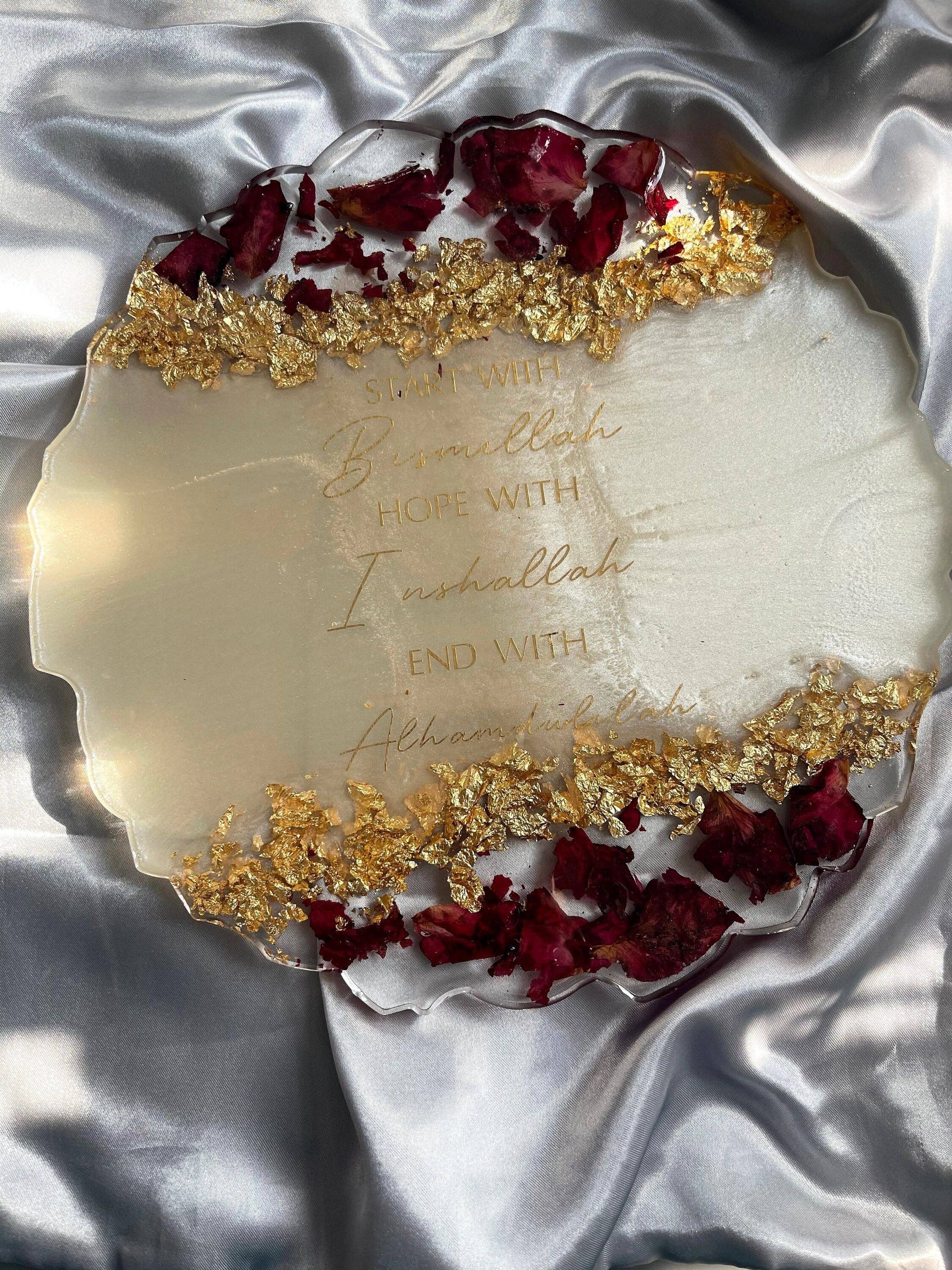 Hudaa & Co – wholesale Ornament – Geode Arabic Quote Display Ornament and Stand | Islamic Canvas | Ramadan | Eid Gift | Bespoke Home Decor | Ramadan Decoration |5