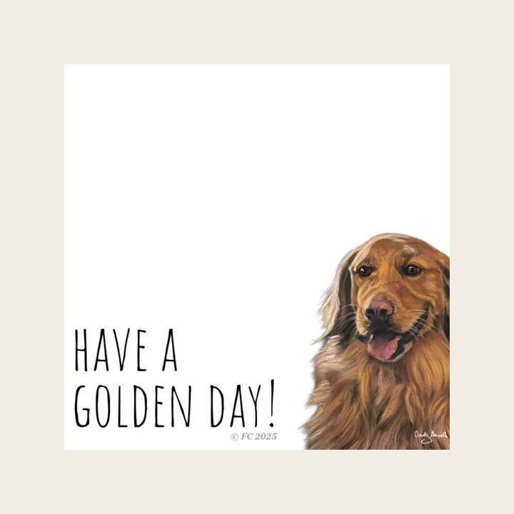 Forever Caroline LLC - Wholesale Sticky Notes - Sticky Notes w/ Golden Retriever Artwork | 50 Sheets