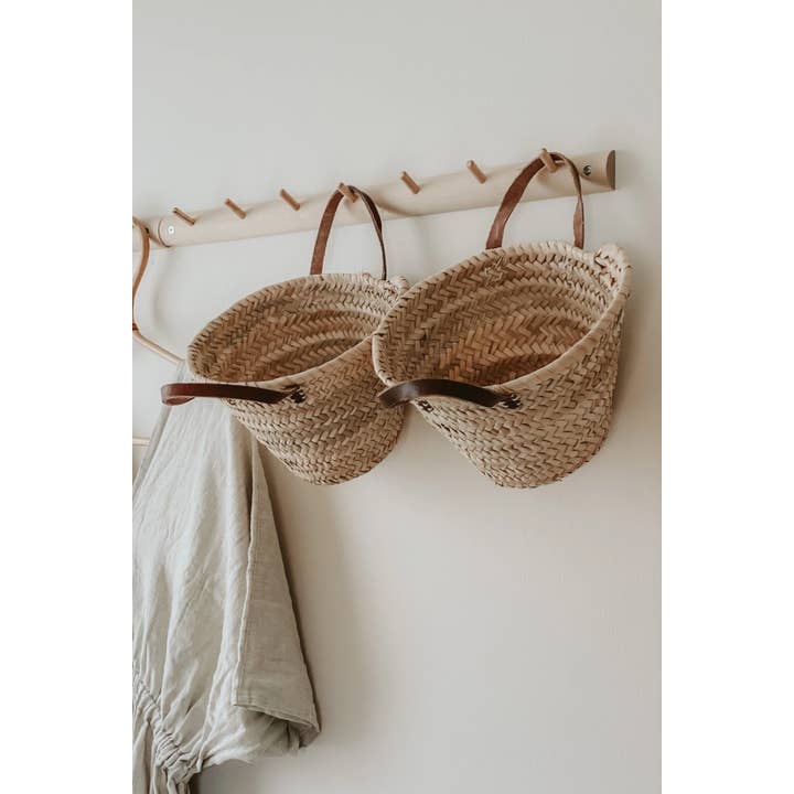 Mikwi - Wholesale Beach Bag - Mini Market Basket, Handwoven Straw Beach Bag with Leather3