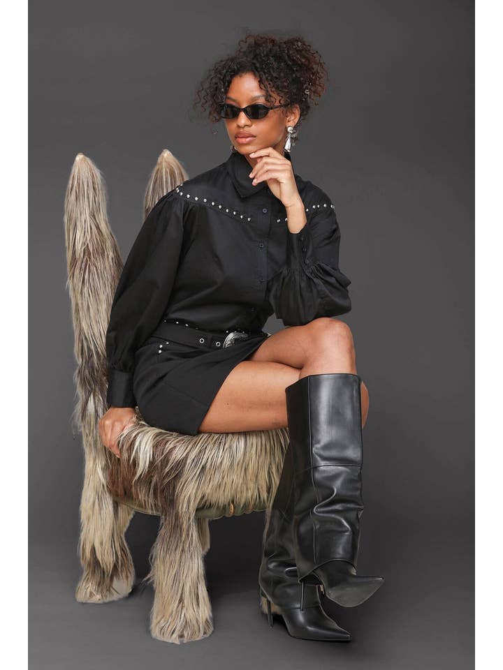 Black Western Studded Cotton Shirt for wholesale on Faire0