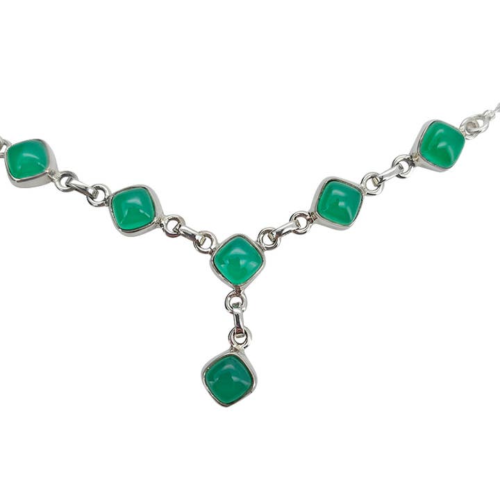 6-Stone Green Onyx Necklace 18ā³ for wholesale by Amberman