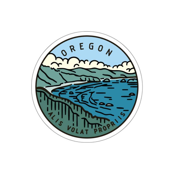 Oregon State Vinyl Sticker - Circle for wholesale by Needful Things