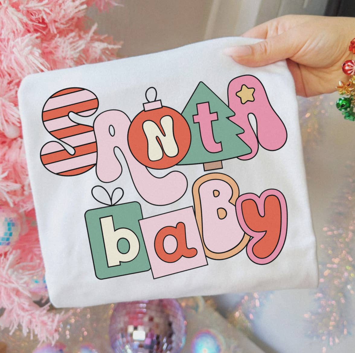 Posh Magnolia Boutique - Wholesale T-Shirt (Graphic) - Women's - Santa Baby Gildan Christmas T-Shirt 0