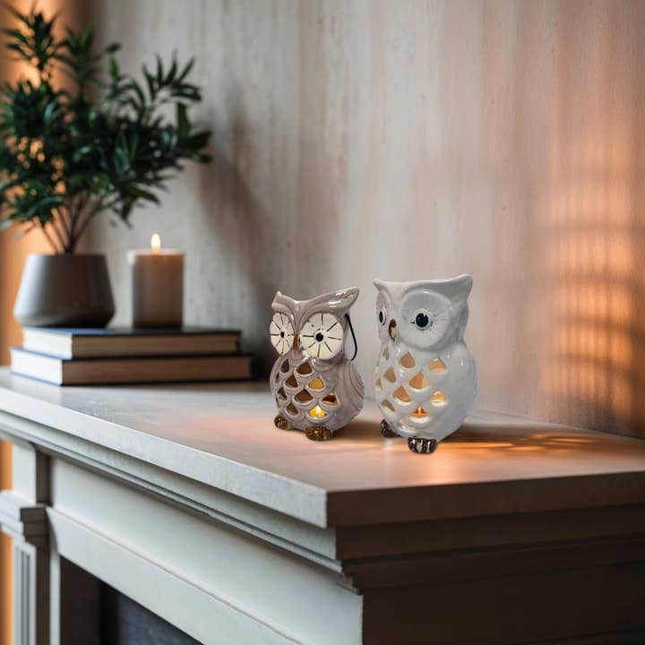 Decozen - Wholesale Candle holder - Hampton Lucky Owl Tea Lights and Votive Candle Holders Set of 2 Home Decor2