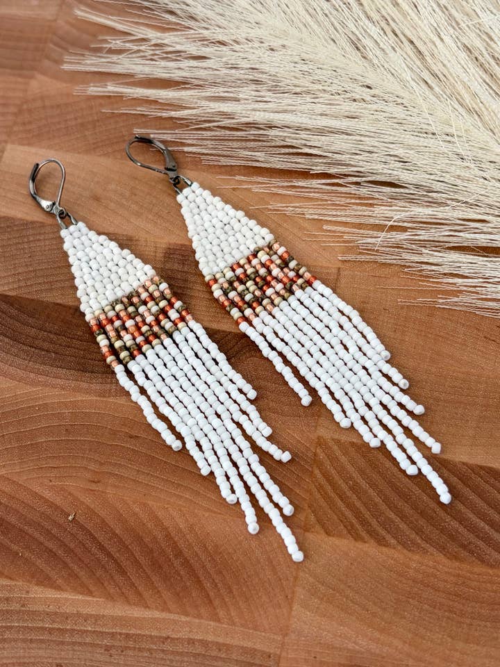 White Potpourri Beaded Earrings for wholesale by Made by Melissa