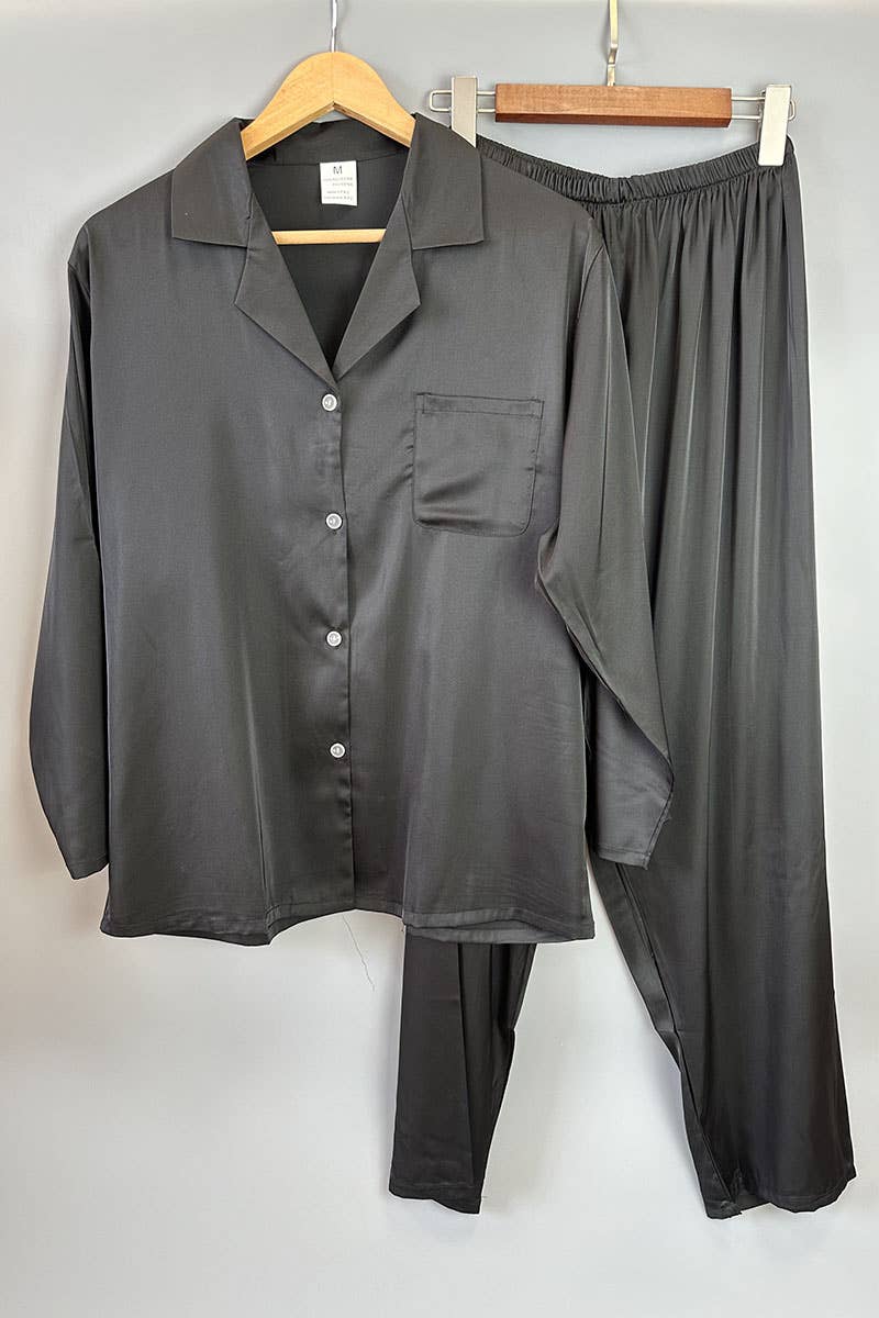 Belle Com'Elle - Vendita all'ingrosso Completo pigiama - Donna - Pigiama da donna con camicia a maniche lunghe e pantaloni in seta sintetica6