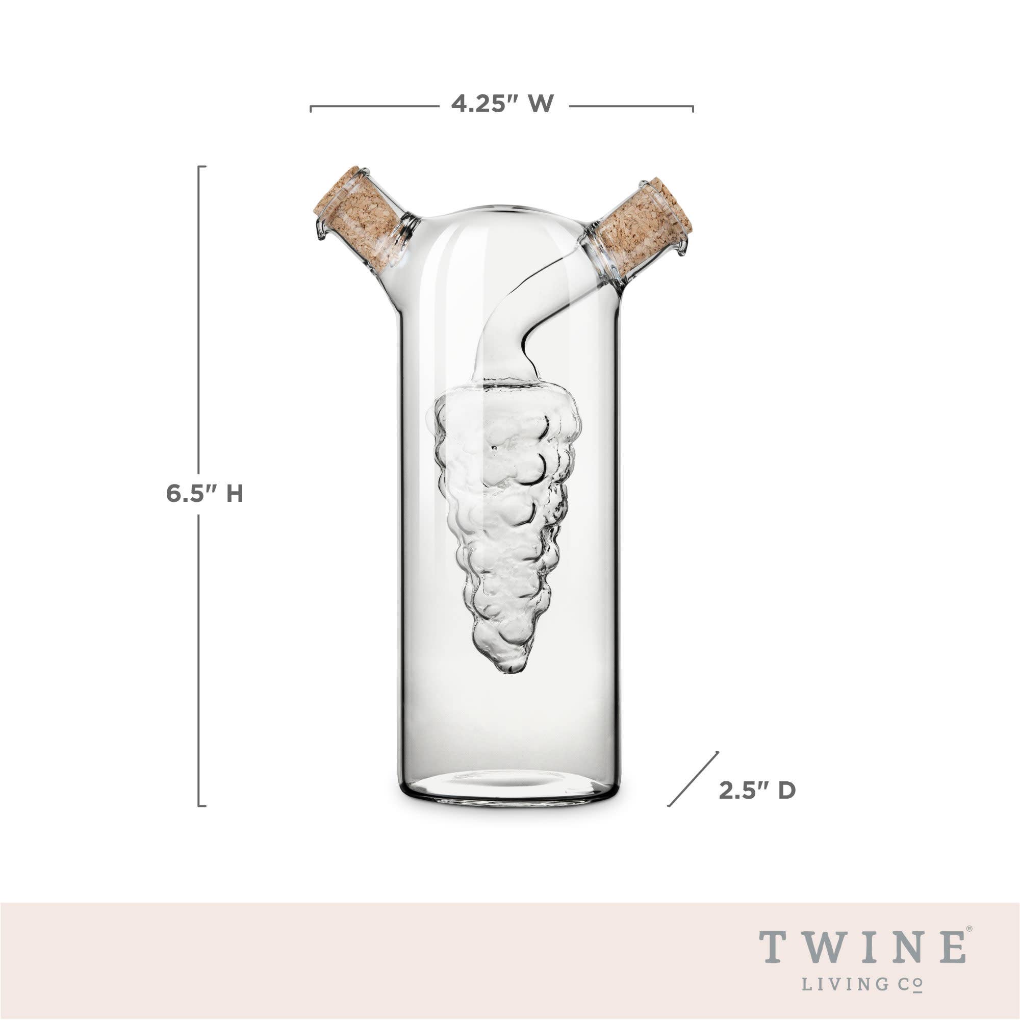 Twine - Wholesale Oil/Vinegar Dispenser - 2 in 1 Glass Oil and Vinegar Cruet Bottle with Cork Stoppers5