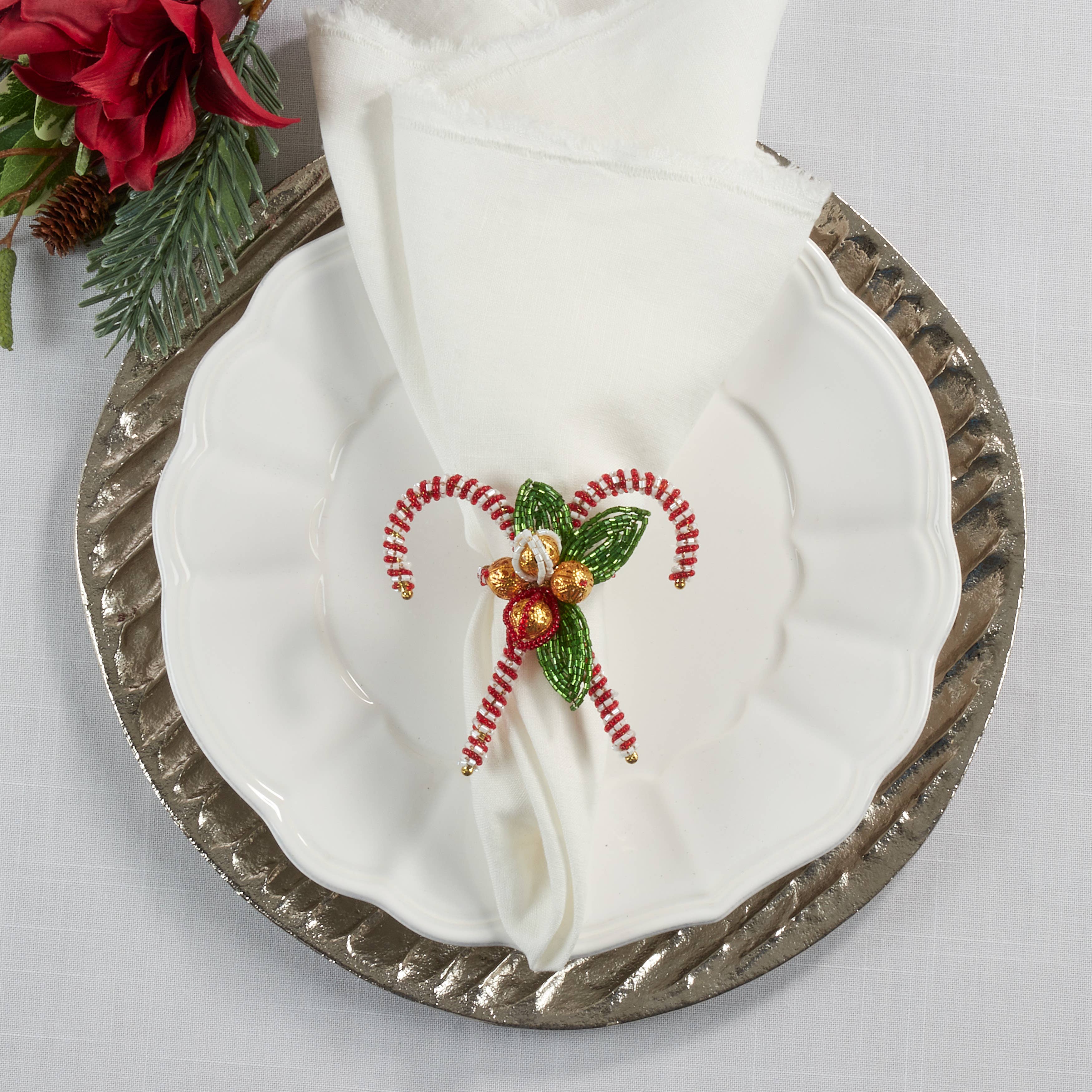 Saro Lifestyle - Wholesale Napkin Ring - Candy Cane Napkin Ring4