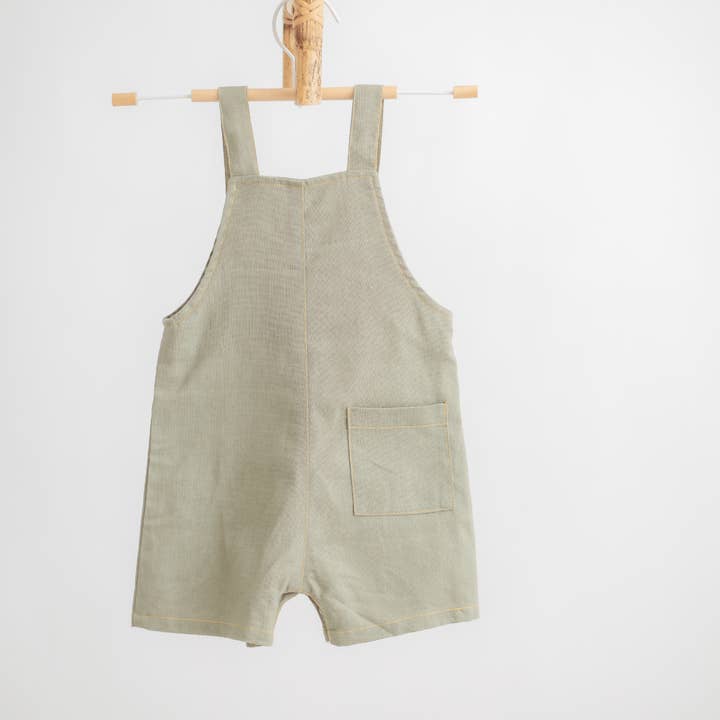 Zoey Inc. - Wholesale Overalls – Baby - Pocketful of Play Linen Cotton Unisex Dungaree (Sage Green)5