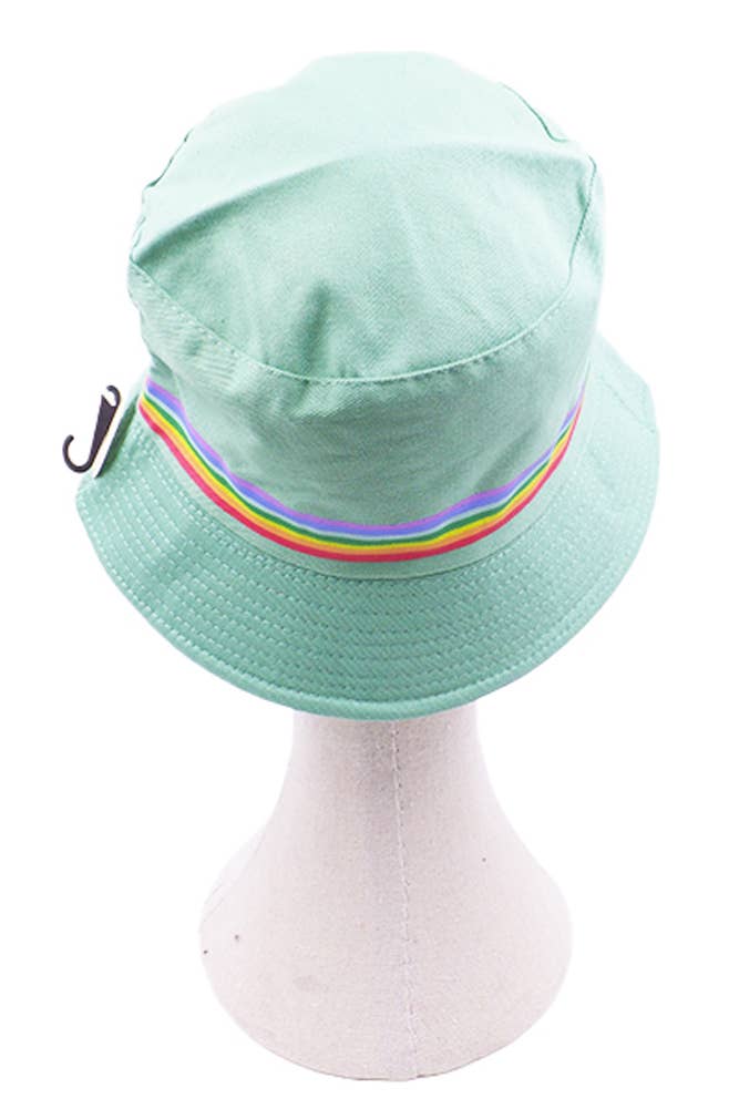 Hana - Wholesale Bucket Hat - Women's - Rainbow Trim Solid Bucket Hat8