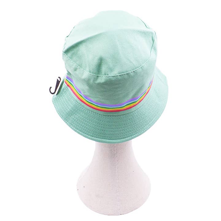 Hana - Wholesale Bucket Hat - Women's - Rainbow Trim Solid Bucket Hat8