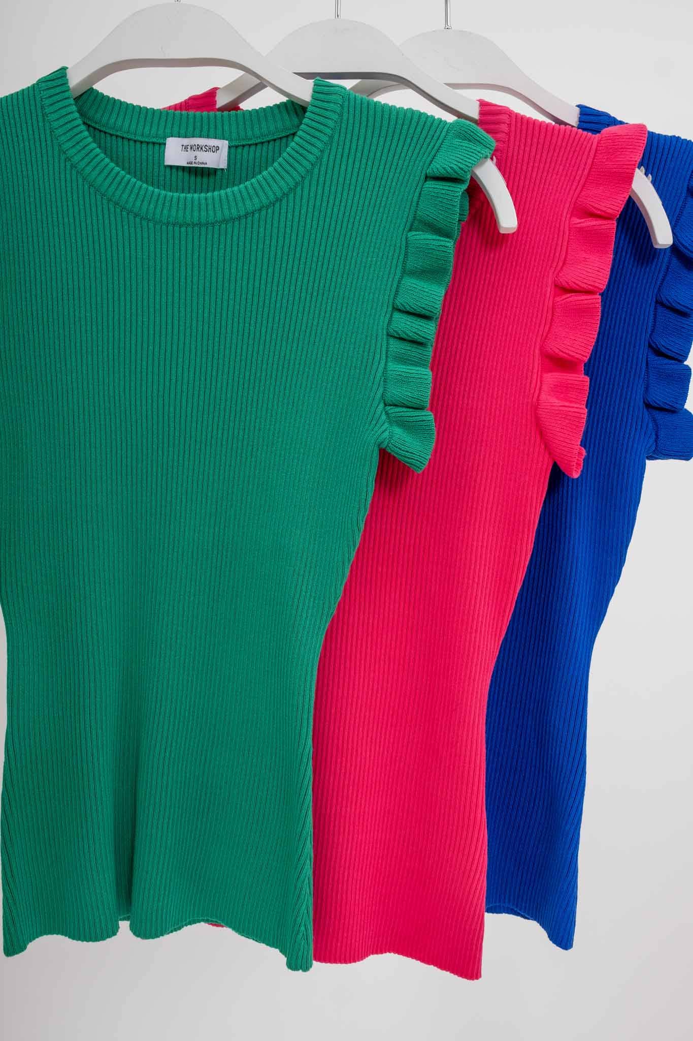 The Workshop Studio - Wholesale Knit Top - Women's - RUFFLE SLEEVELESS SWEATER KNIT TOP24