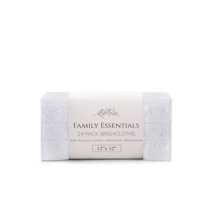 Arkwright Home - Wholesale Wash Cloth - Family Essentials Cotton Washcloths (Bulk Case of 144) 12x122